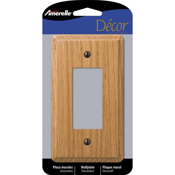 Amerelle 901RL Brown Wood Wall Plate - Decorator Style for Single Gangs