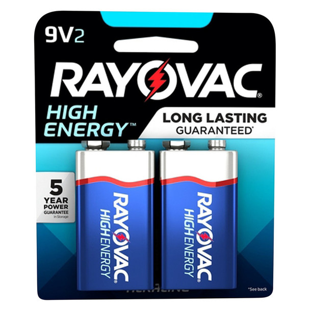 Rayovac High Energy 9-Volt Alkaline Batteries (2-Pack) for Reliable Power