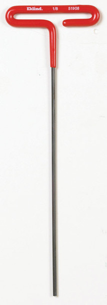 Eklind 51908 1/8 Inch SAE Hex Key with T-Handle, 9 Inch Length, Alloy Steel - Red