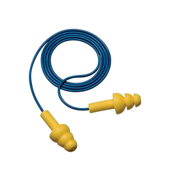3M E-A-R Ultrafit Corded Foam Earplugs - Reusable Hearing Protection, Yellow, 100-Pack