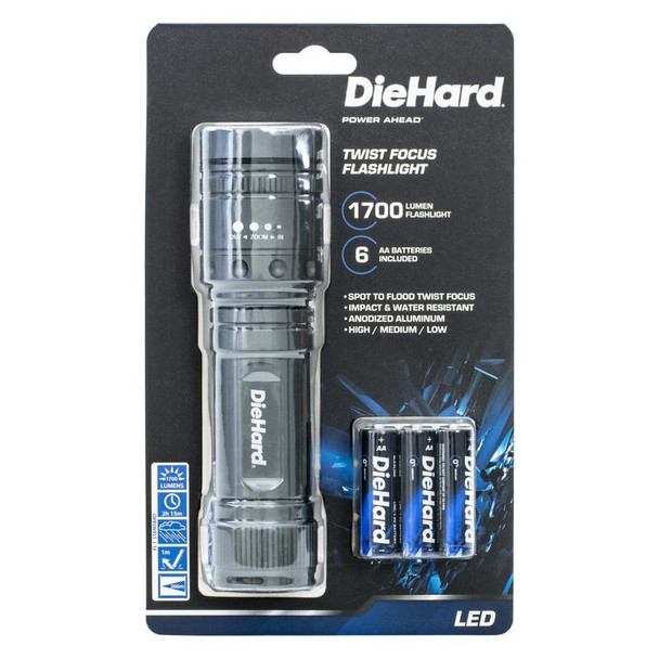 DORCY 416123 LED Flashlight with 2000 Lumens, Waterproof, Aluminum Casing, AA Batteries Included