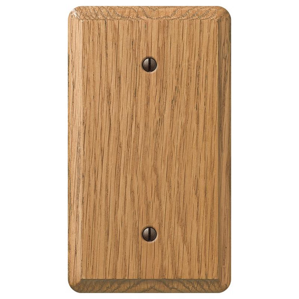 Amerelle 901BL Light Finish Oak Wood Wall Plate - Single Gang, Brown, Blank