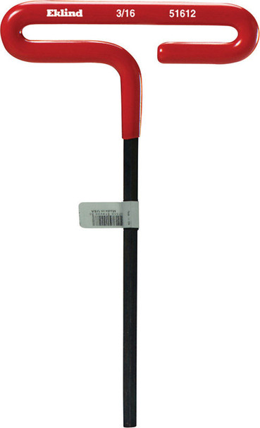 Eklind Tools 51612 Hex Key T-Handle, 6 Inch, 3/16 Inch SAE, Red