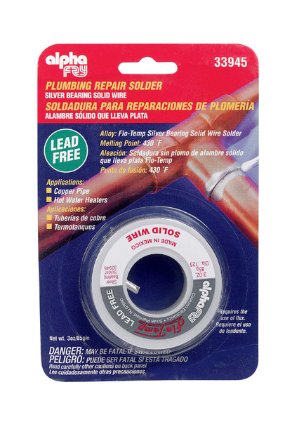 Alpha Fry Part Number 33945 Silver-Bearing Plumbing Solder for Reliable Pipe Joints