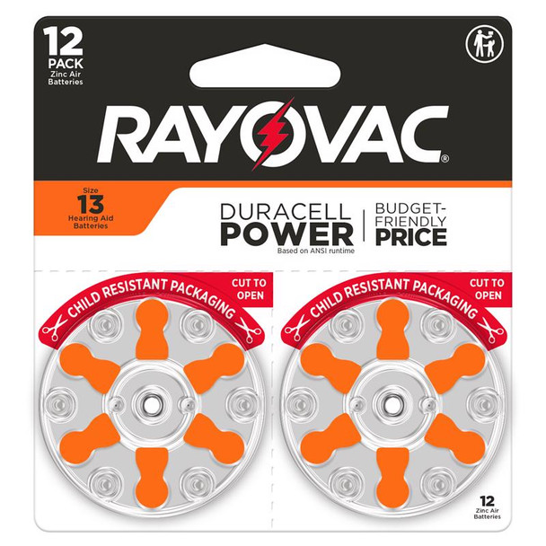 Rayovac Hearing Aid Battery 13 - 12 Pack, Zinc Air, Non-Rechargeable
