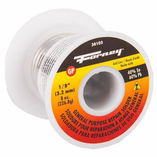 Forney Solder Wire SLD40/60 8 oz - Tin/Lead Solid Wire for Electrical Applications
