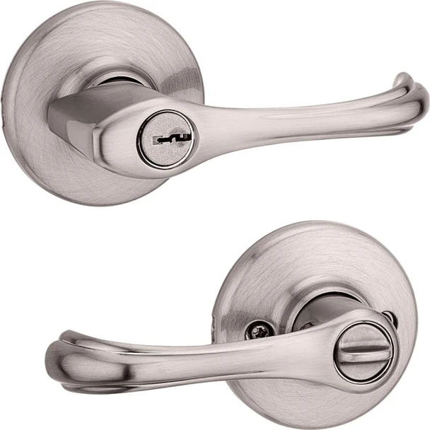 Kwikset Dorian Entry Door Lever, Satin Nickel, Adjustable Backset, 94050-627