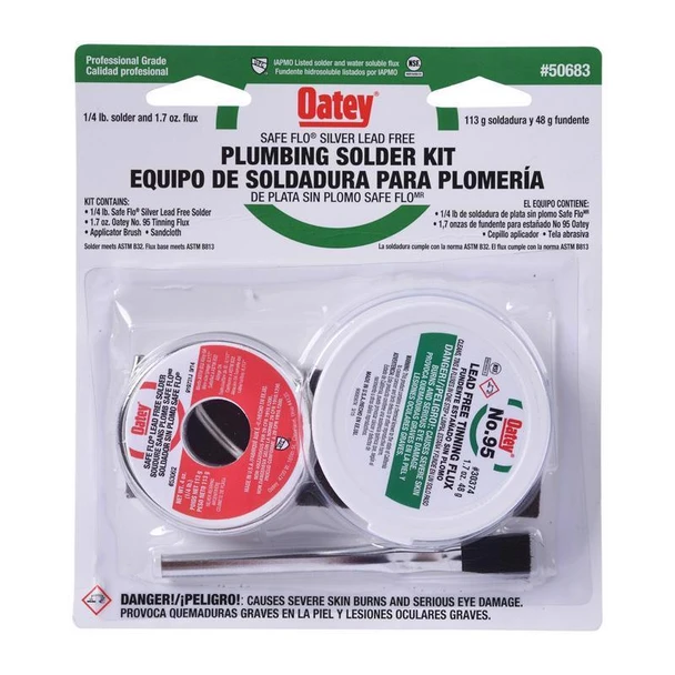 Oatey Safe-Flo Lead-Free Silver-Bearing Plumbing Solder Kit, 50/50 Alloy, 2-Piece, Part 50683