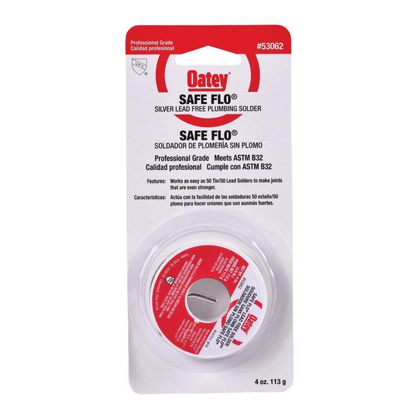 Oatey Safe-Flo 53062 Lead-Free Silver-Bearing Plumbing Wire Solder, 4 oz