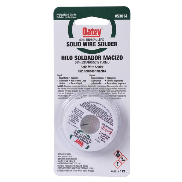 Oatey 53014 50/50 Tin-Lead Solid Wire Solder, 1/4 lb