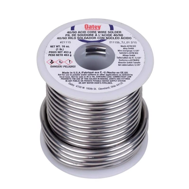 Oatey 21115 40/60 Acid Core Wire Solder, 16 oz