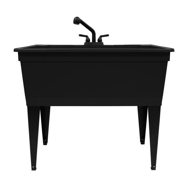 Tehila 205019 Black Thermoplastic Freestanding Utility Tub Kit with Faucet