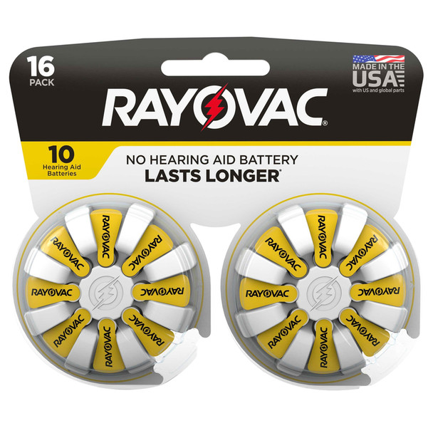 Rayovac Size 10 Zinc Air Hearing Aid Batteries, 16-Pack, Part Number 10-16