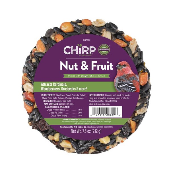 Chirp Nut and Fruit Wild Bird Seed Cake, 7.5 oz, Part Number 17368