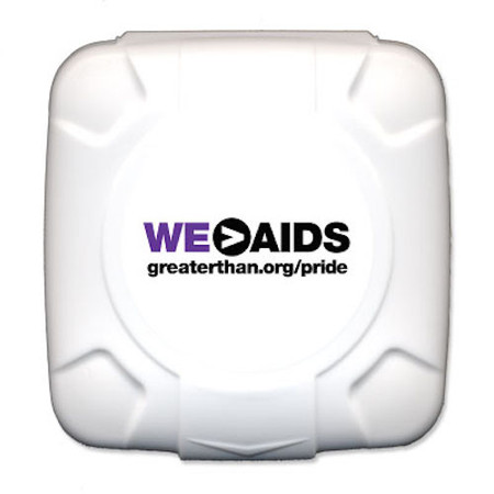 Greater Than AIDS Condom Pals   purple/white label