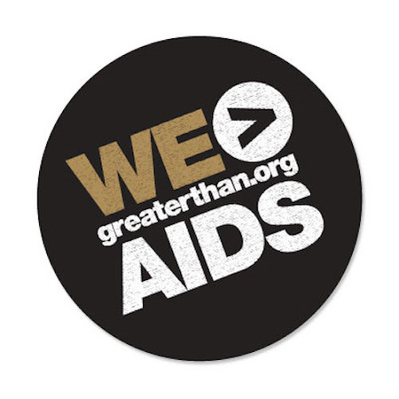 Greater Than AIDS round label   black/gold