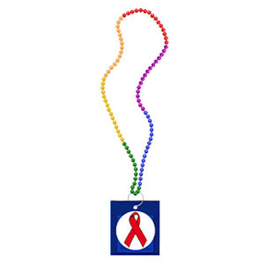 Special order/MIN QTY10: Rainbow Carnival Beads w/AIDS Awareness
