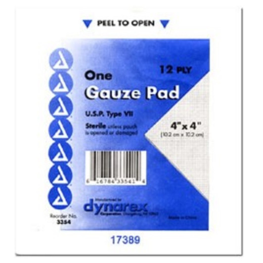 Gauze Pads 4x4 indiv. wrap 12 ply