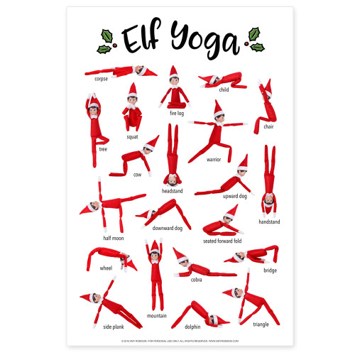 printable elf on the shelf yoga poster