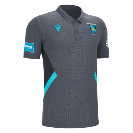 Soudley AFC SNR Gun Metal/Neon Sky Blue Polo Shirt