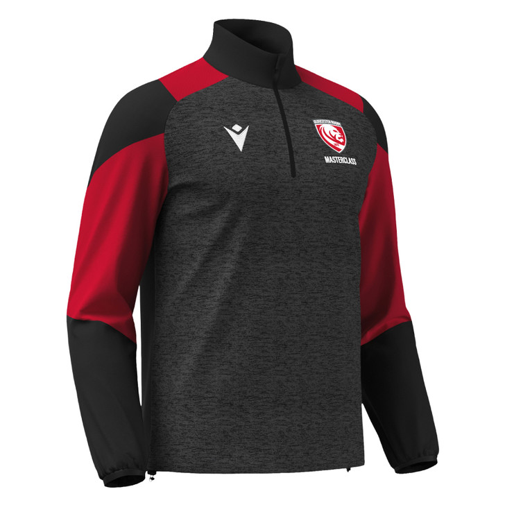 Gloucester Rugby Masterclass SNR Black/Red 1/4 Zip Training Top