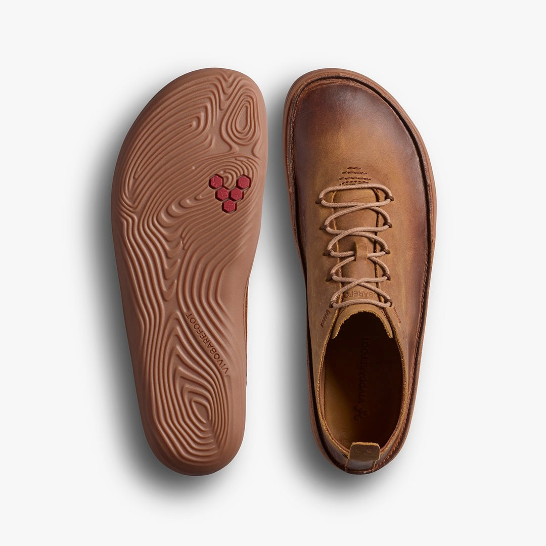 Sensus Moc Lace Up Leather Men Dark Tan - Barefoot & More