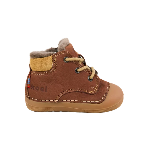 Koel Ava Leather Wool Chocolate barefoot babyschoen