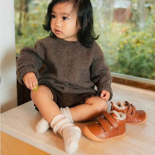 Bisgaard Carter Lamb Cognac barefoot babyschoen