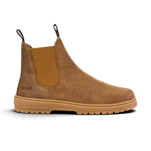 Cognackleurige suède barefoot chelsea boot