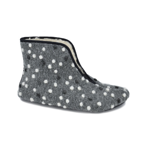 Oma King Warm Slippers Grey with Dots hoge barefoot slof
