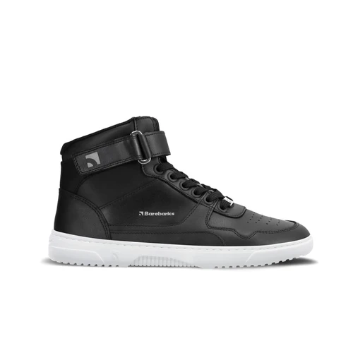Barebarics Zing High Top Leather Black White hoge leren barefoot sneaker