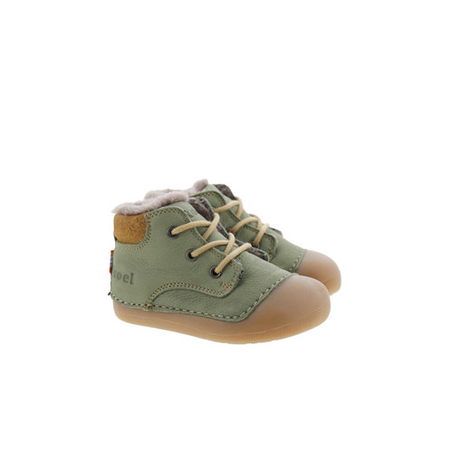 Koel Ava Leather Wool Olive barefoot babyschoen
