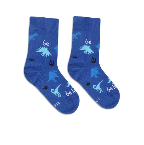 Barefoot Socks Crew Kids Dino Royale Blue