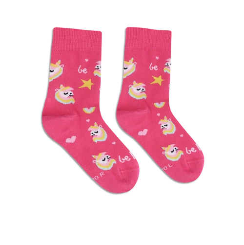 Barefoot Socks Crew Kids Unicorn BubbleGum Pink