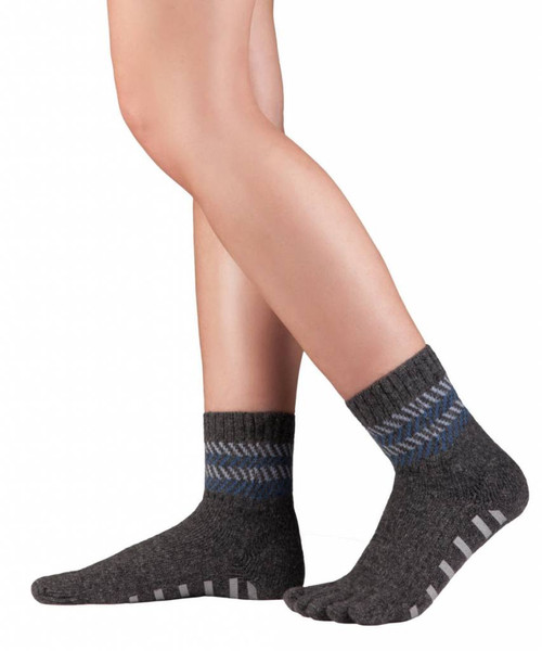 Merino Cashmere Home Antislip Antraciet/Blauw