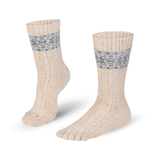 Merino Cashmere Snowflakes Beige/Blue