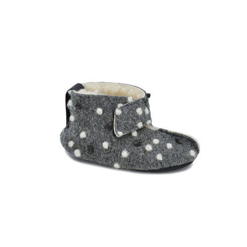 Barefoot Warm Slippers Kids Grey With Dots
