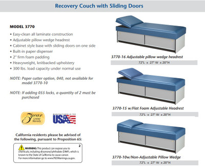 Clinton Couch with Sliding Doors Spec Sheet