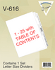 Legal Exhibit Dividers 1-25 With Table of Contents Tab Letter Size