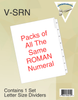 Packs of Individual Roman Numerals (pack of 25 of all the same number)