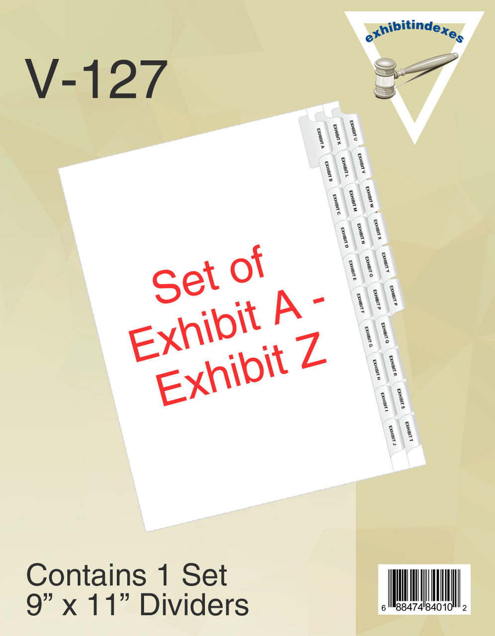 Legal Dividers Exhibit A - Z Letter Size - ExhibitIndexes.com