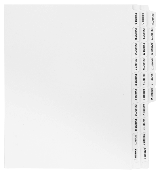 Legal Dividers Exhibit A Z Letter Size