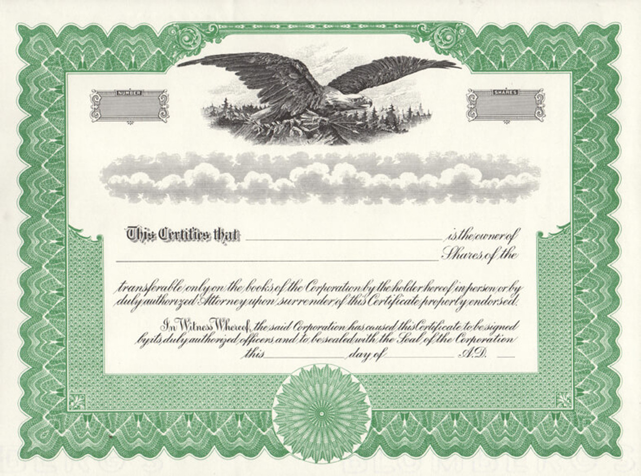 EDITABLE Stock Certificate Template DIY Certificate of Stock 