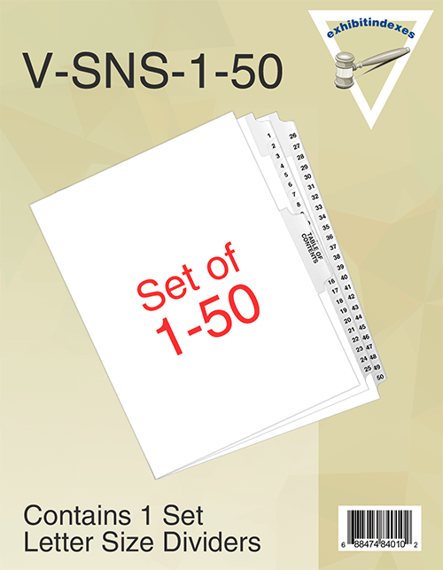 Numbered Tab Dividers 150