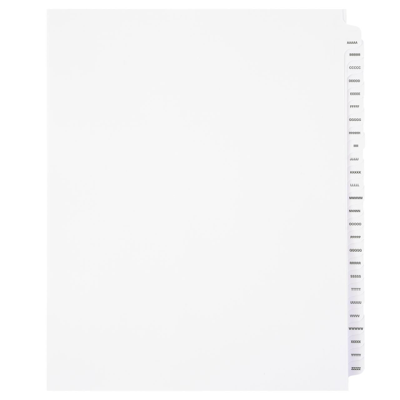 AAAAA-ZZZZZ Dividers (5A-5Z) - ExhibitIndexes.com