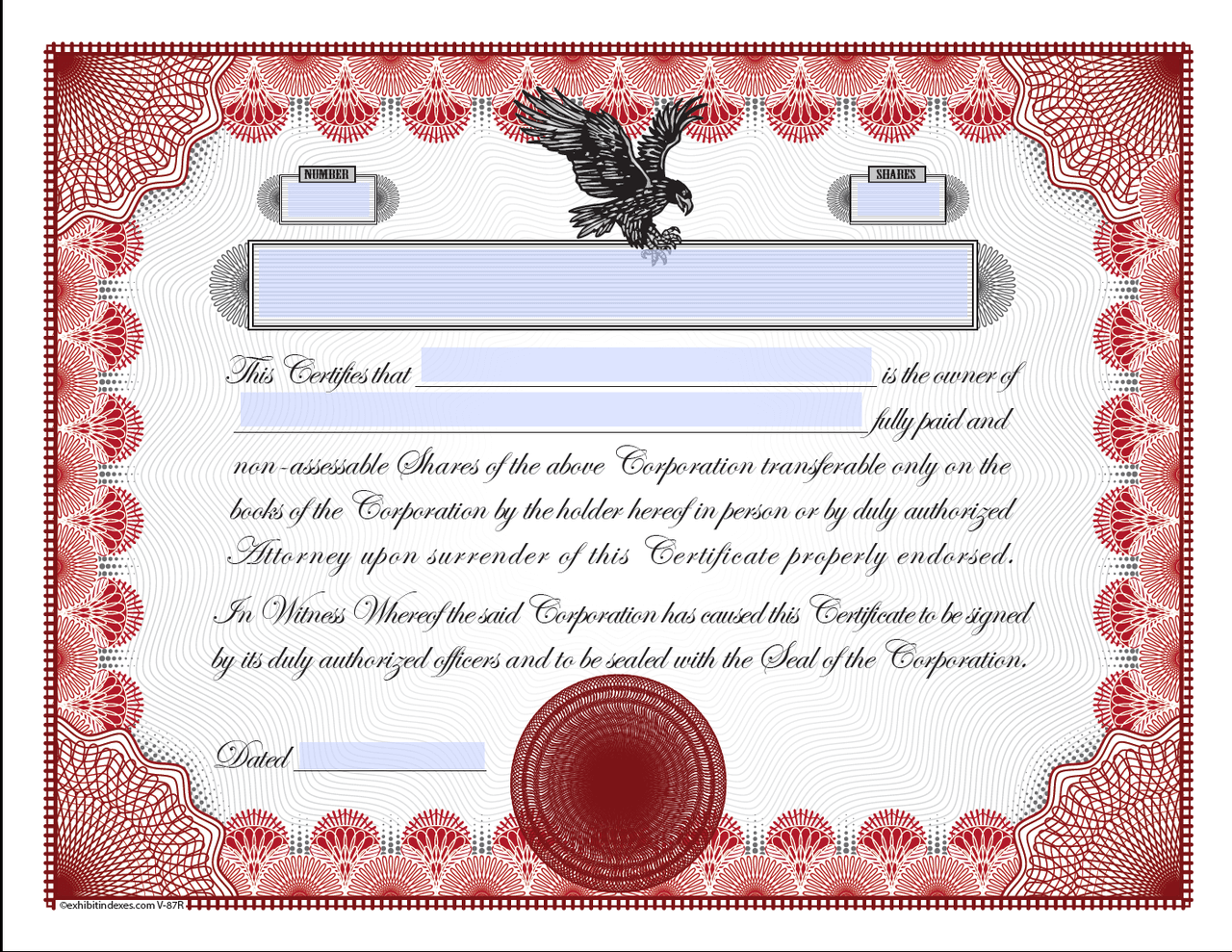 Stock Certificate Form: Pre-built template