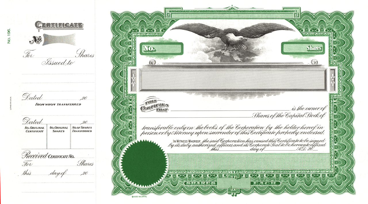 Editable Stock Certificate Template. Printable Certificate. 
