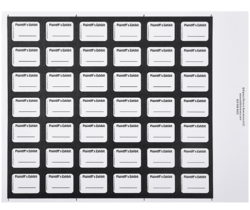 Plaintiff's Exhibit Labels White
