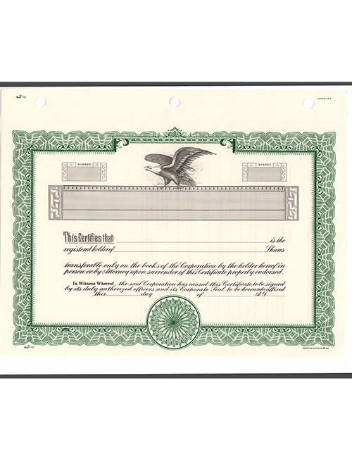 Corporate Stock Certificates Custom Stock Certificate Printing