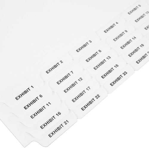 Exhibit Dividers 1-25 Bottom Tab Set
